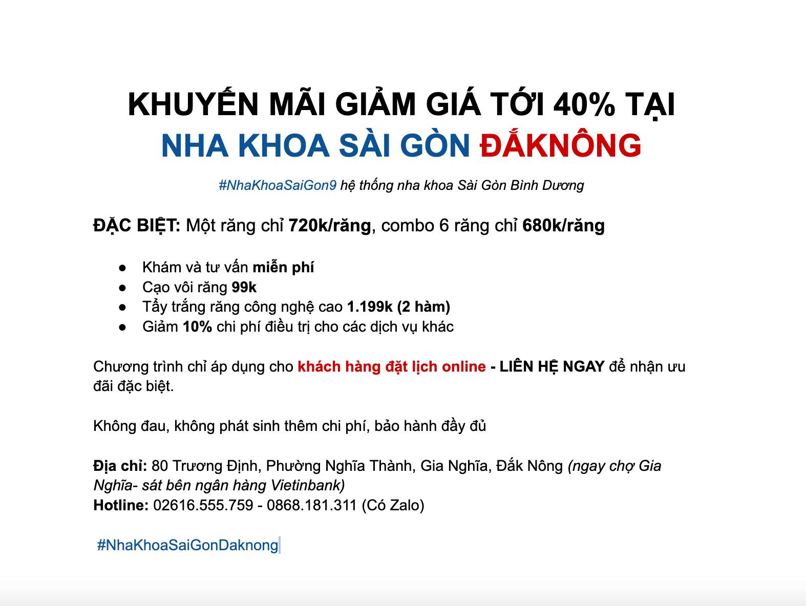 KHUYẾN MÃI NHA KHOA SÀI GÒN 9